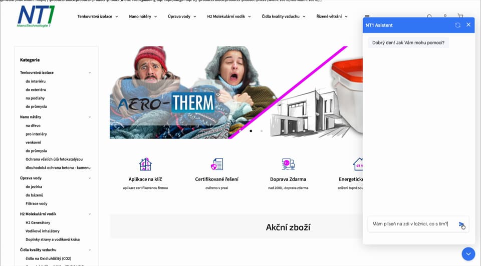 Záznam obrazovky: Chatbot, který si poradí s tenkovrstvou izolací